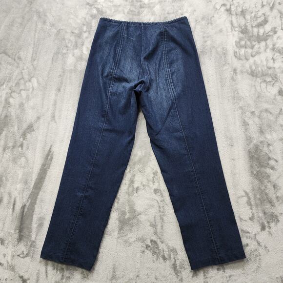 Mesmerize Jeans Womens 12 Blue High Rise Zip Front Crop Ankle Slit Hems Stretch - Picture 5 of 15